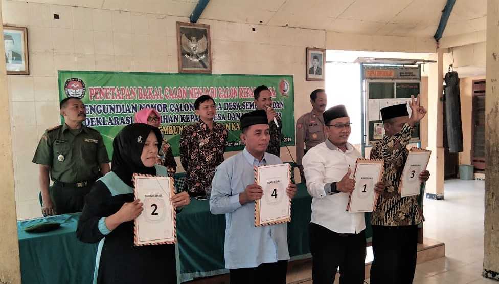 Empat Calon Kepala desa Ditetapkan, Dilanjut Undian Nomor Urut dan Deklarasi Damai, di Pilkades Sembung, Kapas