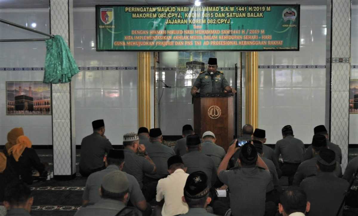 Danrem 082/CPYJ : Dengan Peringati Maulid Nabi, Kita Jadikan Ajang Instrospeksi Diri