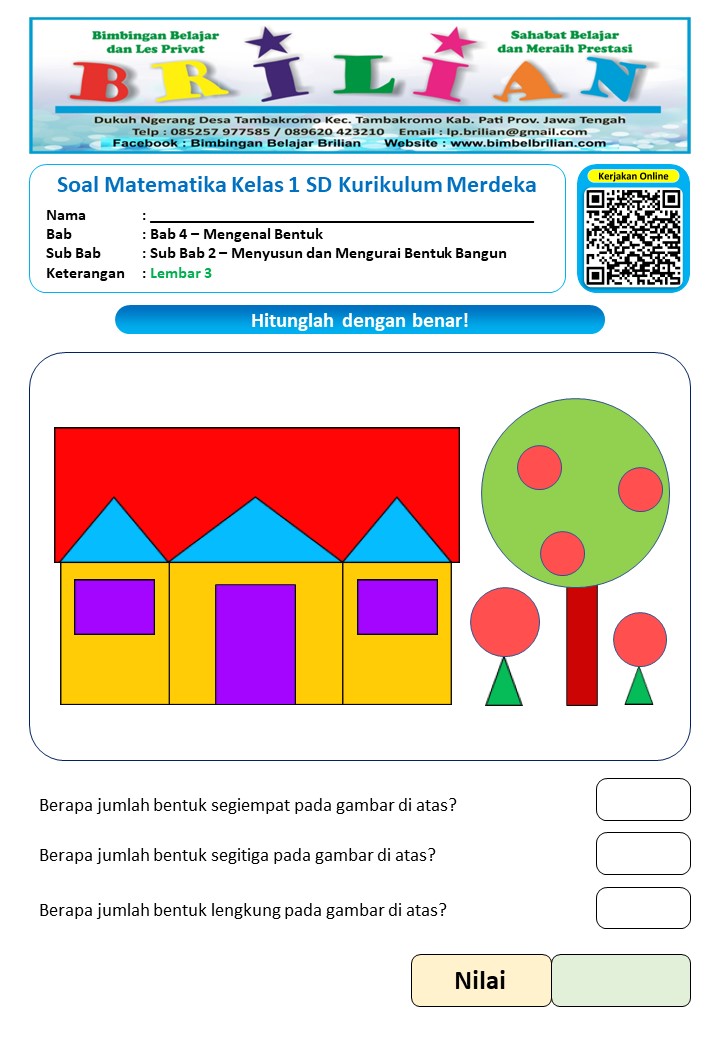 Soal Matematika Kelas 1 SD Bab 4 Menyusun dan Mengurai Bentuk Terbaru Tahun Ini