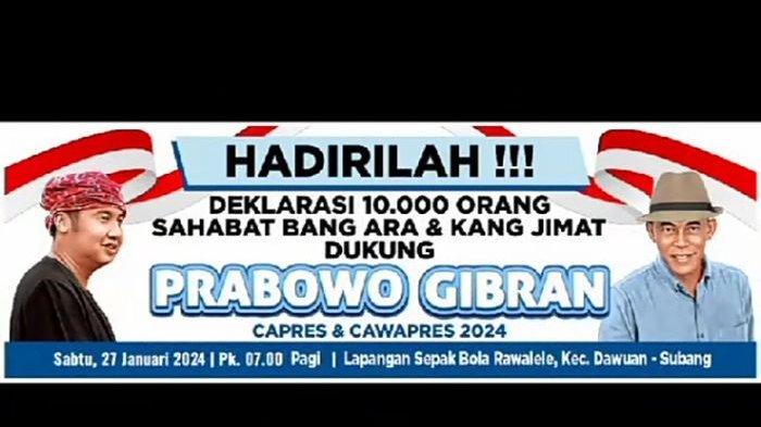 Besok, Prabowo Gelar Kampanye Terbuka Di Subang: 10 Ribu Relawan Bang Ara Dan Ruhimat Siap Hadir