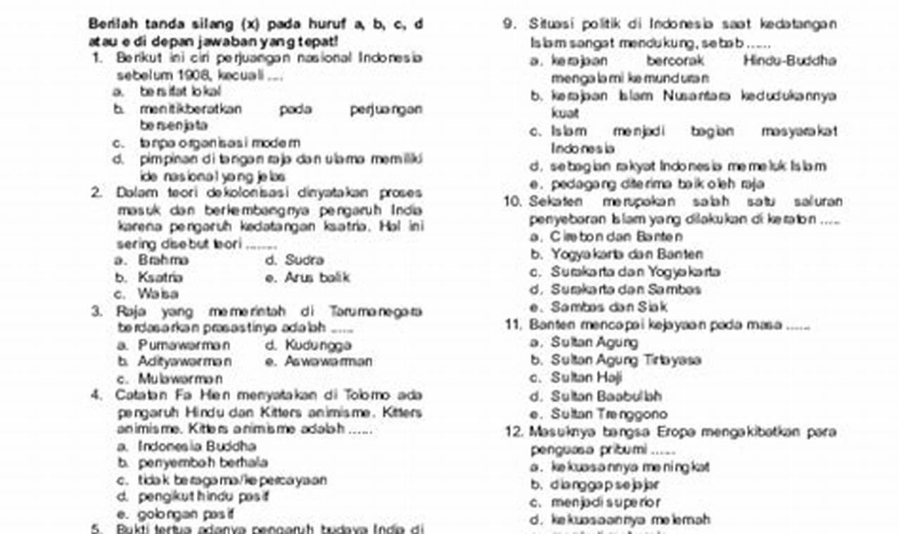 Soal UAS Sejarah Indonesia Kelas 12 - Rakyatnesia.com