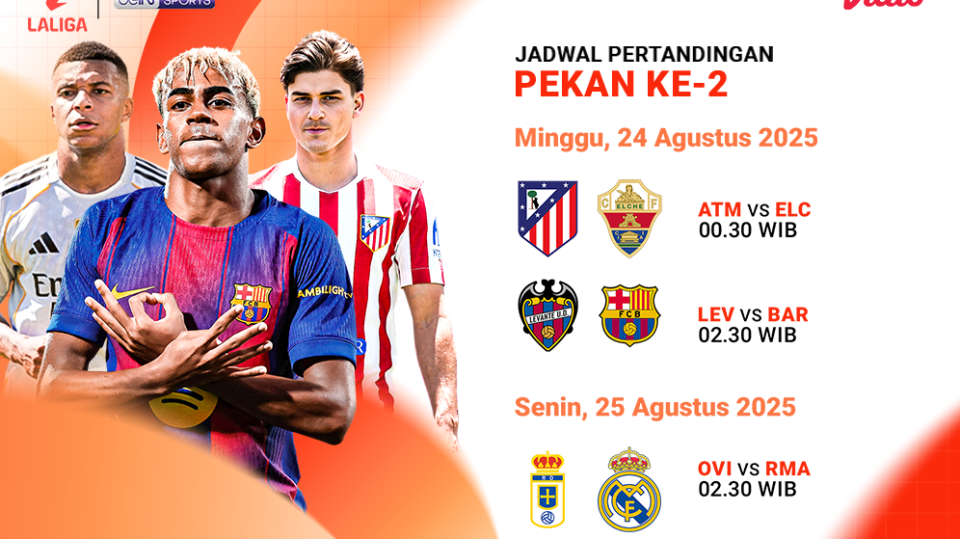 Jadwal LaLiga 2025/26 Pekan ke-11: Duel Sengit Berebut Puncak Klasemen, Tayang Eksklusif di Vidio
