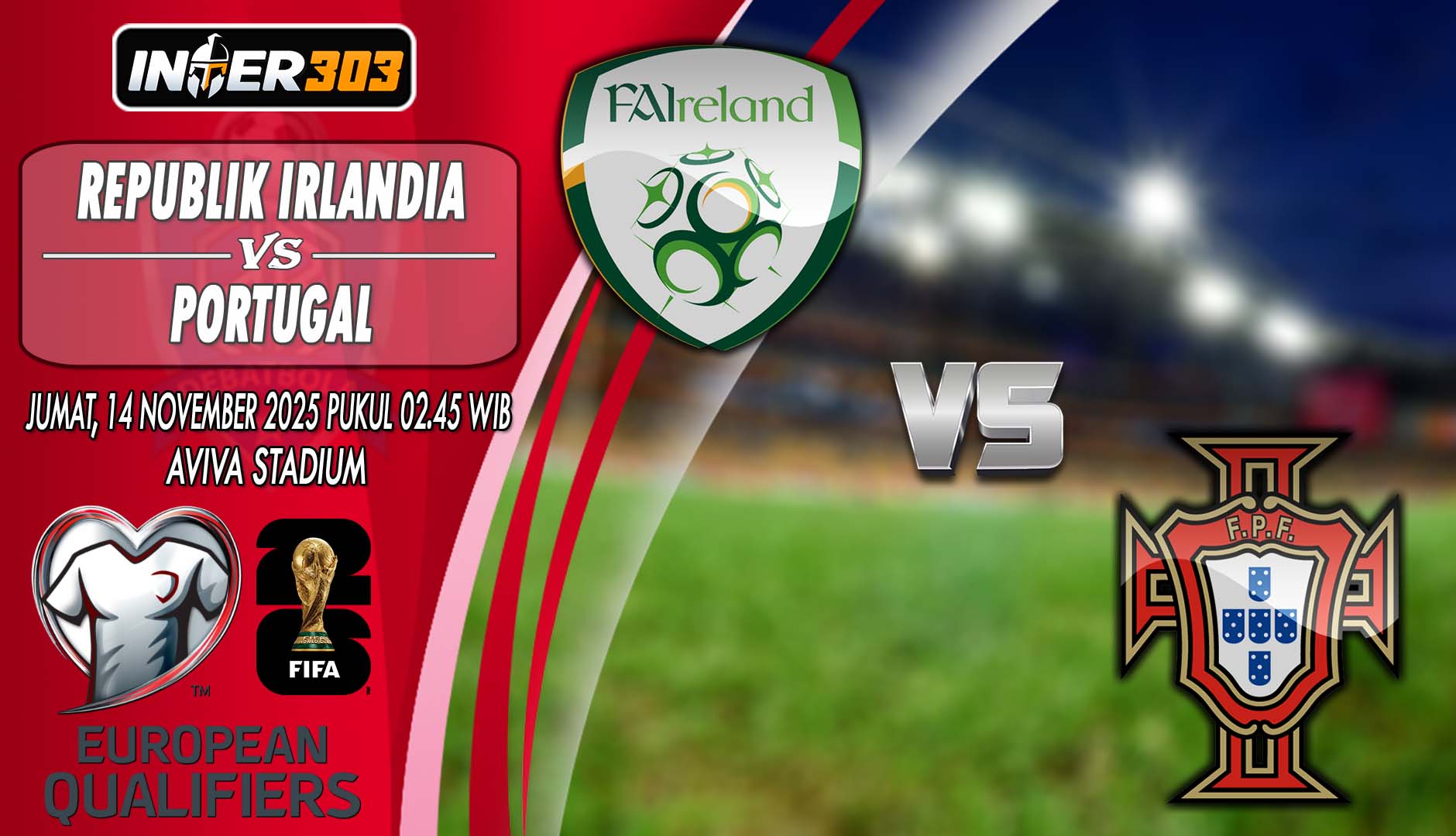 Prediksi Republik Irlandia vs Portugal 14 November 2025: Duel Krusial Kualifikasi Piala Dunia di Aviva Stadium