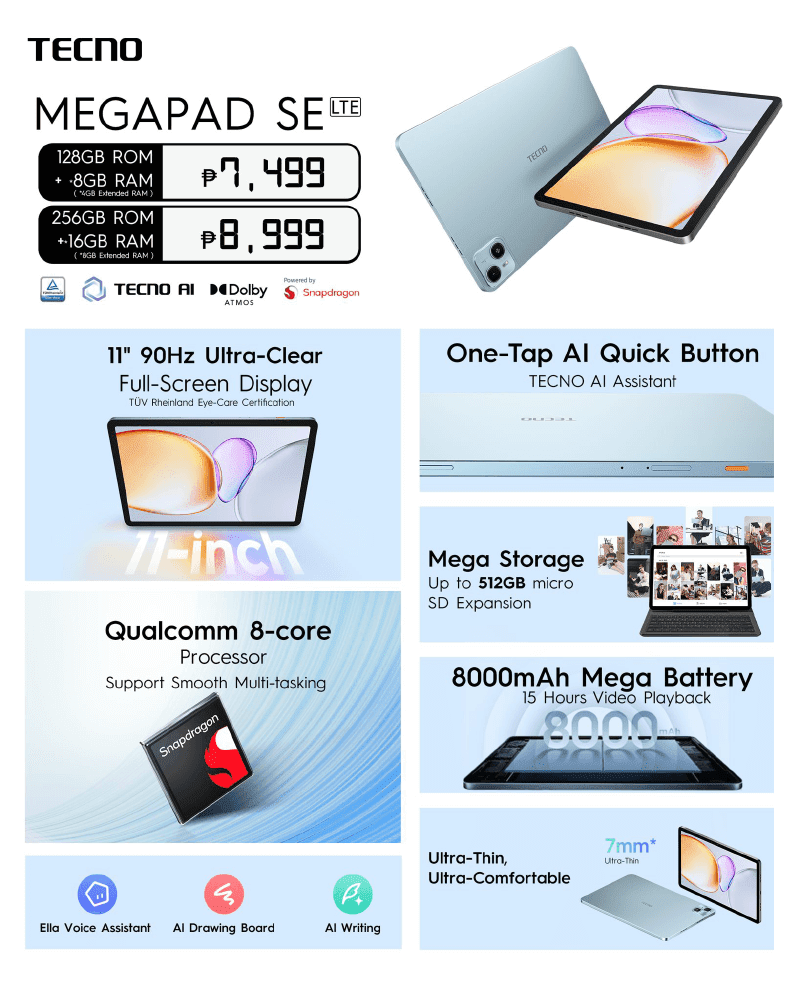 Tecno Megapad SE: Tablet AI Canggih yang Mendampingi Generasi Belajar dan Produktivitas Digital