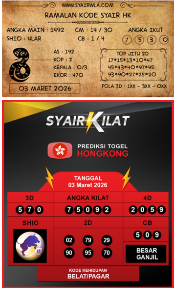 Bocoran VIP Malam Ini: Prediksi Syair HK Selasa 3 Maret 2026 Terjitu