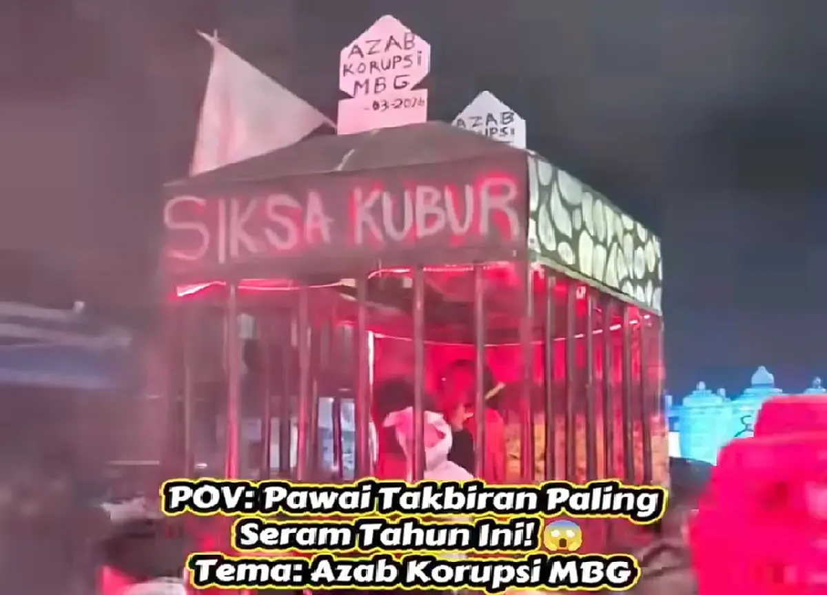 Pawai Takbiran Lombok Viral: Peserta Unjuk Kreativitas dengan Tema ‘Azab Korupsi MBG’